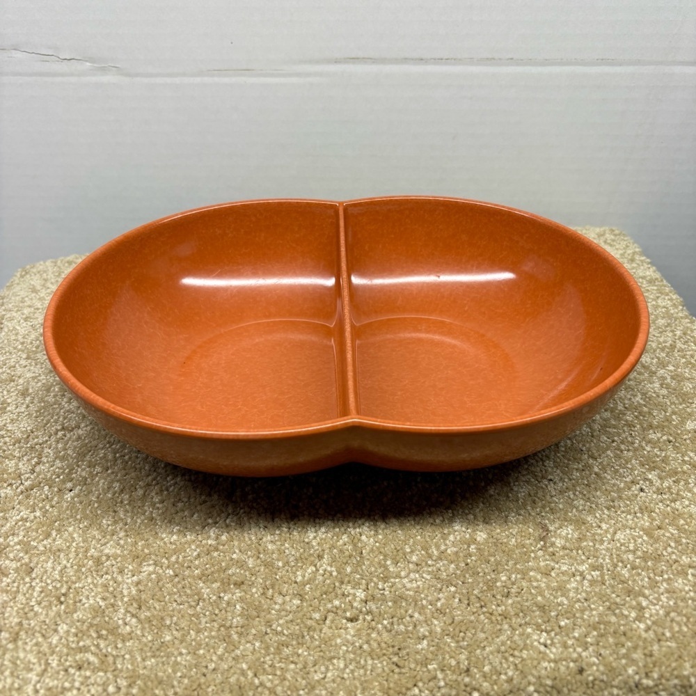 MCM Color-Flyte Burnt Orange Double Bubble Divided Serving Bowl 10.5” Branchell
